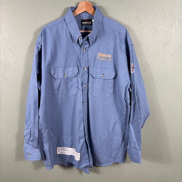 Bulwark Button Down Protective Apparel Men Size XL Blue Flame Resistant Shirt* - Picture 11 of 13